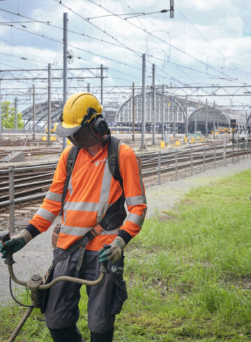 Werk rondom het spoor in Amsterdam.