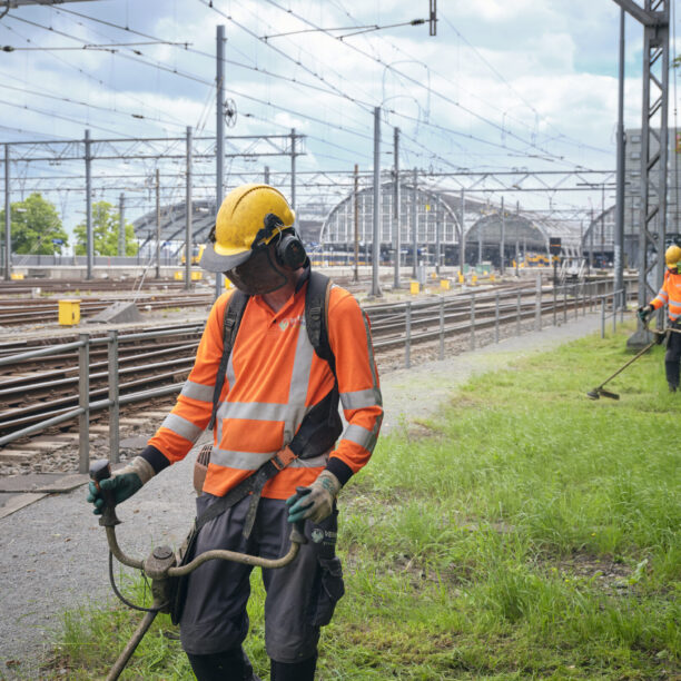 Werk rondom het spoor in Amsterdam.